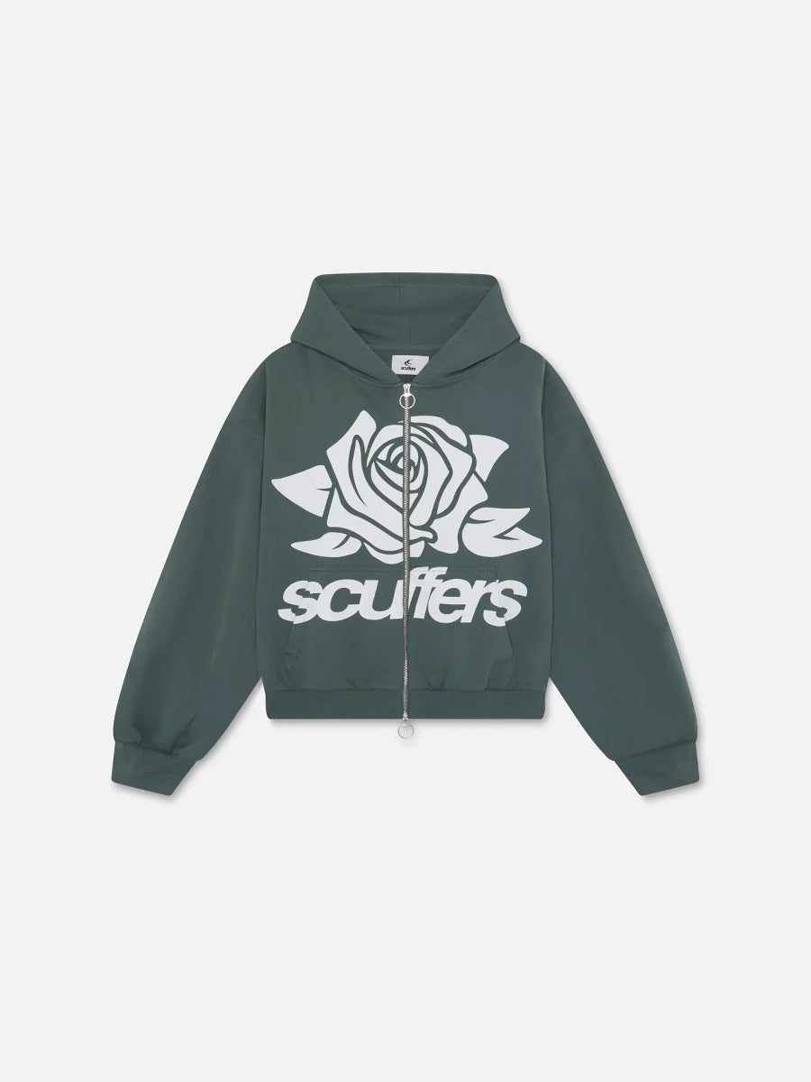 Mens Hip-hop Zipper Hoodie Sweatshirt